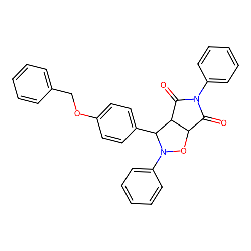 3,7-diphenyl-8-(4-phenylmethoxyphenyl)-6-oxa-3,7-diazabicyclo[3.3.0]octane-2,4-dione structure
