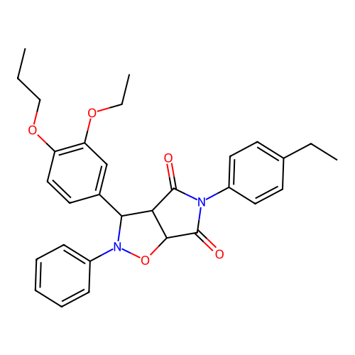 3-(3-ethoxy-4-propoxyphenyl)-5-(4-ethylphenyl)-2-phenyl-3a,6a-dihydro-3H-pyrrolo[3,4-d][1,2]oxazole-4,6-dione structure