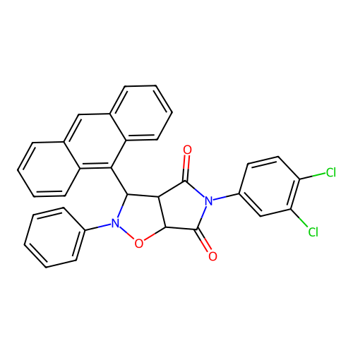 3-(anthracen-9-yl)-5-(3,4-dichlorophenyl)-2-phenyldihydro-2H-pyrrolo[3,4-d][1,2]oxazole-4,6(3H,5H)-dione structure