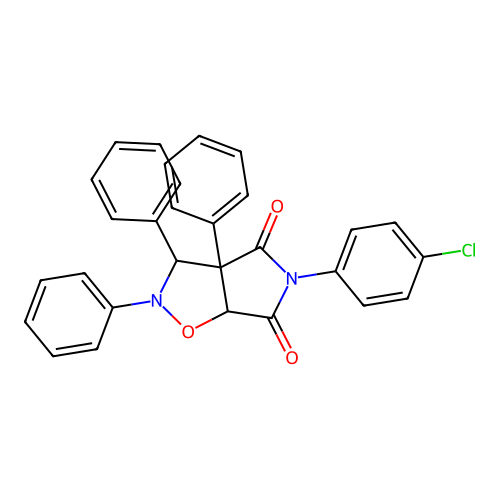 3-(4-chlorophenyl)-1,7,8-triphenyl-6-oxa-3,7-diazabicyclo[3.3.0]octane-2,4-dione structure