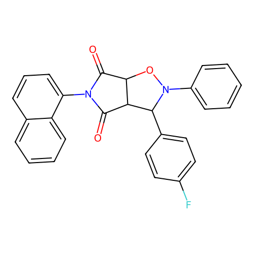 3-(4-fluorophenyl)-5-(naphthalen-1-yl)-2-phenyldihydro-2H-pyrrolo[3,4-d][1,2]oxazole-4,6(3H,5H)-dione structure