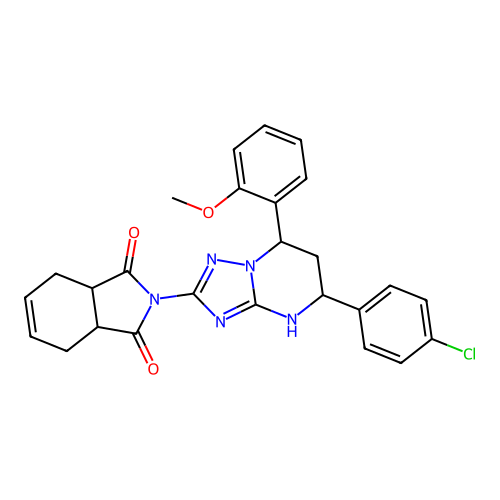 2-(5-(4-chlorophenyl)-7-(2-methoxyphenyl)-4,5,6,7-tetrahydro-[1,2,4]triazolo[1,5-a]pyrimidin-2-yl)-3a,4,7,7a-tetrahydro-1H-isoindole-1,3(2H)-dione structure