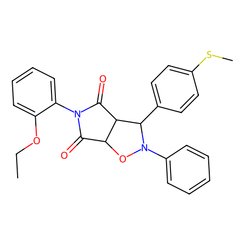 5-(2-ethoxyphenyl)-3-(4-(methylthio)phenyl)-2-phenyldihydro-2H-pyrrolo[3,4-d]isoxazole-4,6(5H,6aH)-dione structure