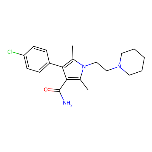 4-(4-Chlorophenyl)-2,5-dimethyl-1-(2-piperidin-1-ylethyl)pyrrole-3-carboxamide structure