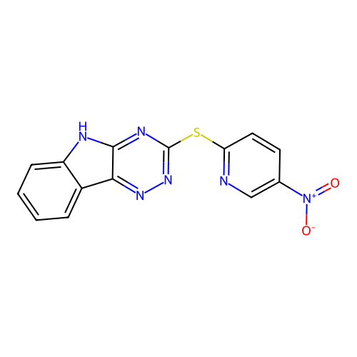 3-(5-nitropyridin-2-yl)sulfanyl-5H-[1,2,4]triazino[5,6-b]indole structure