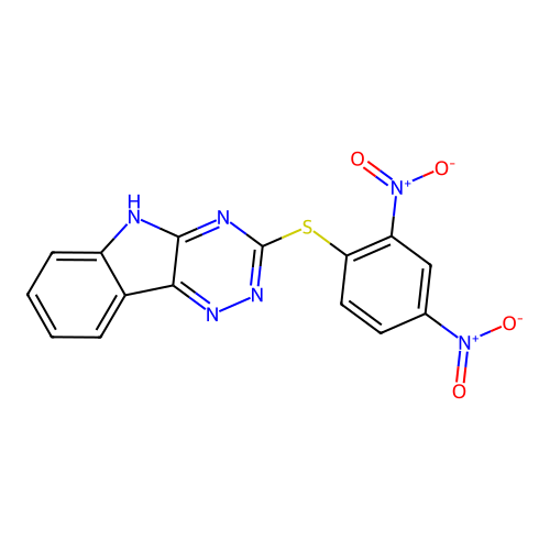3-[(2,4-dinitrophenyl)sulfanyl]-5H-[1,2,4]triazino[5,6-b]indole structure