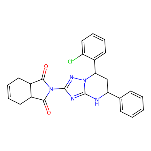 2-(7-(2-chlorophenyl)-5-phenyl-4,5,6,7-tetrahydro-[1,2,4]triazolo[1,5-a]pyrimidin-2-yl)-3a,4,7,7a-tetrahydro-1H-isoindole-1,3(2H)-dione structure