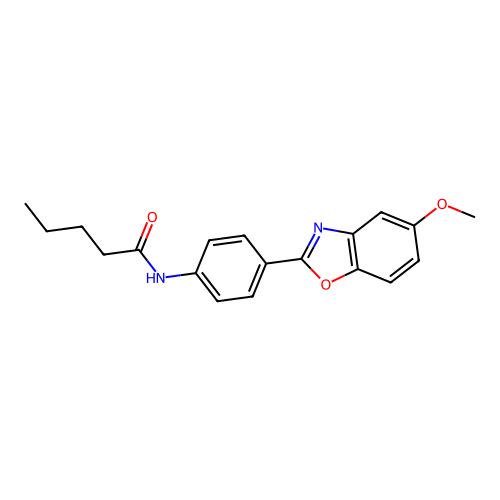 N-[4-(5-methoxy-1,3-benzoxazol-2-yl)phenyl]pentanamide structure