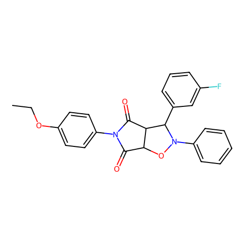 3-(4-ethoxyphenyl)-8-(3-fluorophenyl)-7-phenyl-6-oxa-3,7-diazabicyclo[3.3.0]octane-2,4-dione structure