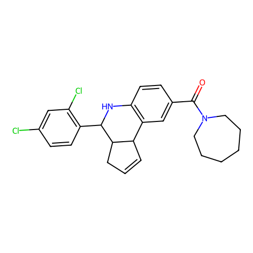 azepan-1-yl(4-(2,4-dichlorophenyl)-3a,4,5,9b-tetrahydro-3H-cyclopenta[c]quinolin-8-yl)methanone structure
