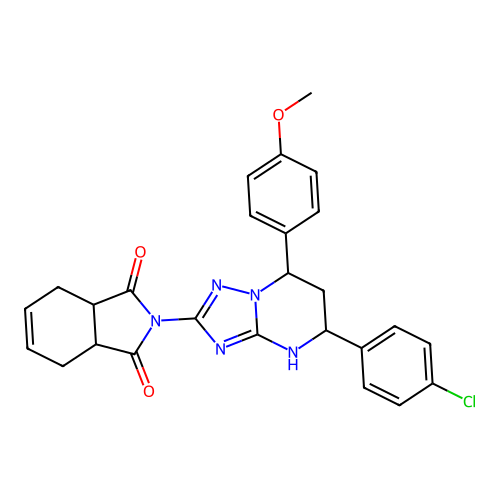 2-(5-(4-chlorophenyl)-7-(4-methoxyphenyl)-4,5,6,7-tetrahydro-[1,2,4]triazolo[1,5-a]pyrimidin-2-yl)-3a,4,7,7a-tetrahydro-1H-isoindole-1,3(2H)-dione structure