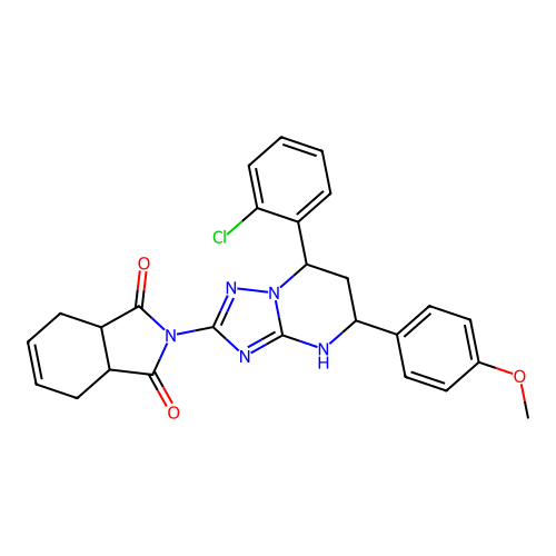 2-(7-(2-chlorophenyl)-5-(4-methoxyphenyl)-4,5,6,7-tetrahydro-[1,2,4]triazolo[1,5-a]pyrimidin-2-yl)-3a,4,7,7a-tetrahydro-1H-isoindole-1,3(2H)-dione structure