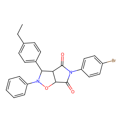 3-(4-bromophenyl)-8-(4-ethylphenyl)-7-phenyl-6-oxa-3,7-diazabicyclo[3.3.0]octane-2,4-dione structure