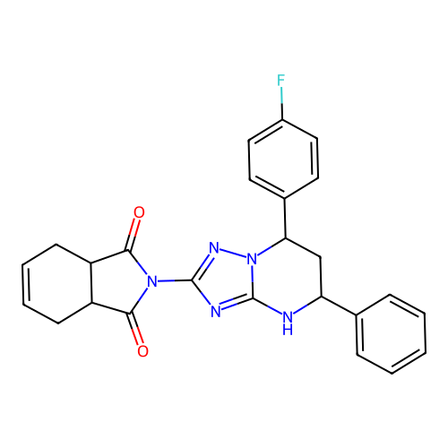 2-(7-(4-fluorophenyl)-5-phenyl-4,5,6,7-tetrahydro-[1,2,4]triazolo[1,5-a]pyrimidin-2-yl)-3a,4,7,7a-tetrahydro-1H-isoindole-1,3(2H)-dione structure