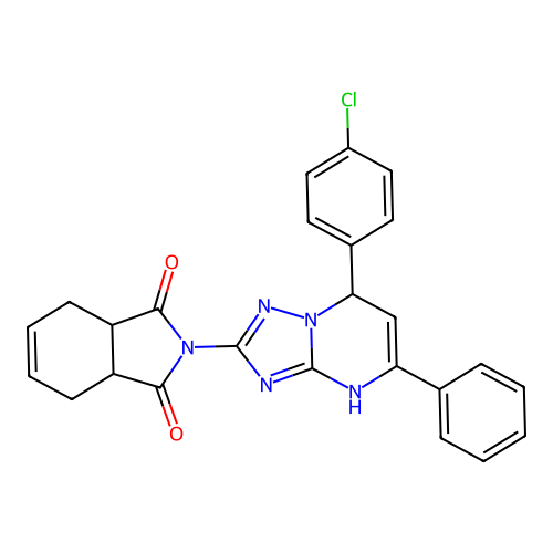 2-(7-(4-chlorophenyl)-5-phenyl-4,7-dihydro-[1,2,4]triazolo[1,5-a]pyrimidin-2-yl)-3a,4,7,7a-tetrahydro-1H-isoindole-1,3(2H)-dione structure