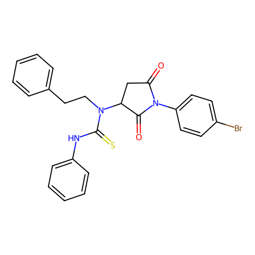 1-(1-(4-Bromophenyl)-2,5-dioxopyrrolidin-3-yl)-1-phenethyl-3-phenylthiourea structure
