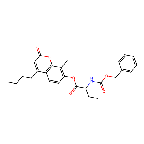 4-butyl-8-methyl-2-oxo-2H-chromen-7-yl 2-(((benzyloxy)carbonyl)amino)butanoate structure