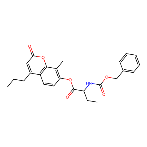 8-methyl-2-oxo-4-propyl-2H-chromen-7-yl 2-(((benzyloxy)carbonyl)amino)butanoate structure
