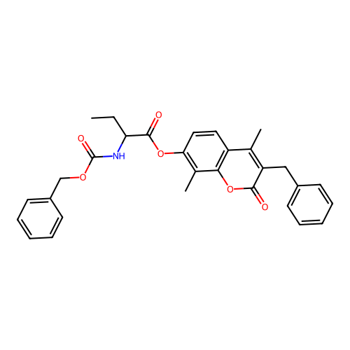 3-benzyl-4,8-dimethyl-2-oxo-2H-chromen-7-yl 2-(((benzyloxy)carbonyl)amino)butanoate structure