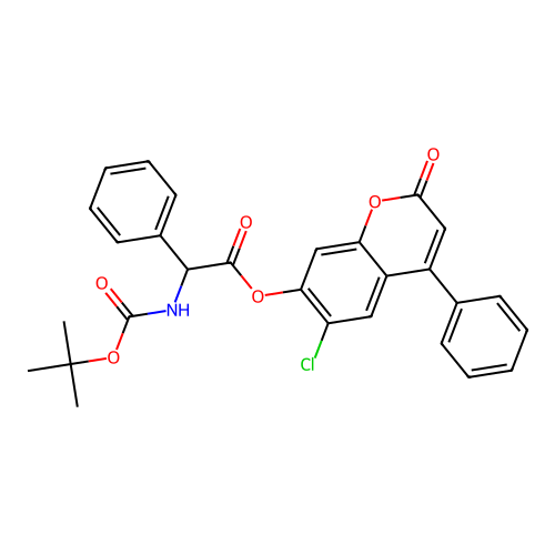 6-chloro-2-oxo-4-phenyl-2H-chromen-7-yl 2-((tert-butoxycarbonyl)amino)-2-phenylacetate structure