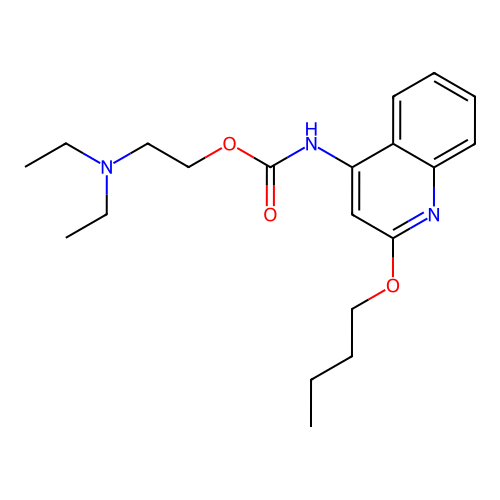 4-Quinolinecarbamic acid, 2-butoxy-, 2-(diethylamino)ethyl ester structure