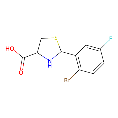 2-(2-Bromo-5-fluorophenyl)-1,3-thiazolidine-4-carboxylic acid structure