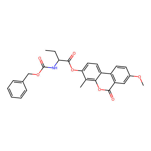8-methoxy-4-methyl-6-oxo-6H-benzo[c]chromen-3-yl 2-(((benzyloxy)carbonyl)amino)butanoate structure