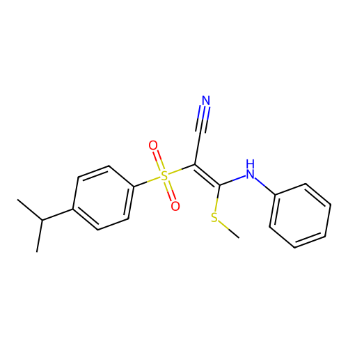 3-Anilino-2-(4-isopropylphenyl)sulfonyl-3-methylsulfanyl-prop-2-enenitrile structure