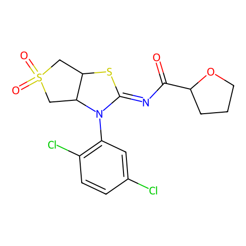 (Z)-N-(3-(2,5-dichlorophenyl)-5,5-dioxidotetrahydrothieno[3,4-d]thiazol-2(3H)-ylidene)tetrahydrofuran-2-carboxamide structure