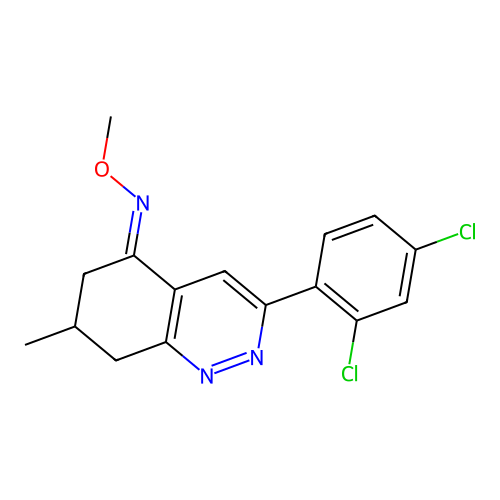 3-(2,4-dichlorophenyl)-N-methoxy-7-methyl-7,8-dihydro-6H-cinnolin-5-imine structure