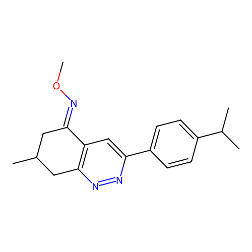 3-(4-isopropylphenyl)-N-methoxy-7-methyl-7,8-dihydro-6H-cinnolin-5-imine structure