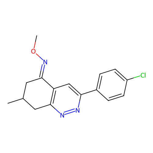 3-(4-chlorophenyl)-N-methoxy-7-methyl-5,6,7,8-tetrahydrocinnolin-5-imine structure