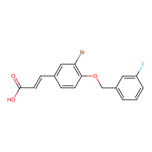 (2E)-3-{3-bromo-4-[(3-fluorobenzyl)oxy]phenyl}acrylic acid structure