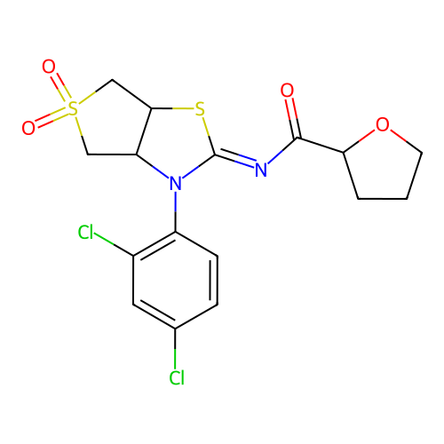 (Z)-N-(3-(2,4-dichlorophenyl)-5,5-dioxidotetrahydrothieno[3,4-d]thiazol-2(3H)-ylidene)tetrahydrofuran-2-carboxamide structure