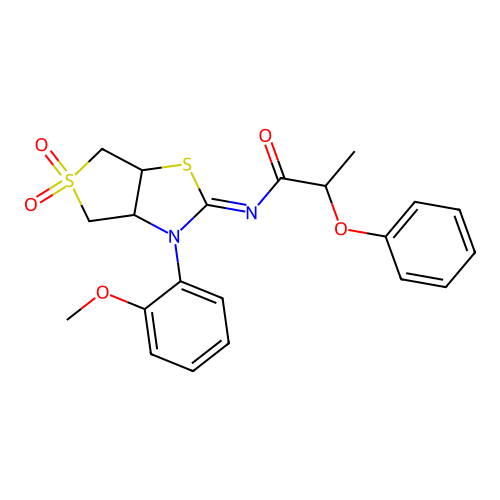 (Z)-N-(3-(2-methoxyphenyl)-5,5-dioxidotetrahydrothieno[3,4-d]thiazol-2(3H)-ylidene)-2-phenoxypropanamide structure