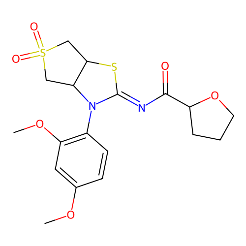 (Z)-N-(3-(2,4-dimethoxyphenyl)-5,5-dioxidotetrahydrothieno[3,4-d]thiazol-2(3H)-ylidene)tetrahydrofuran-2-carboxamide structure