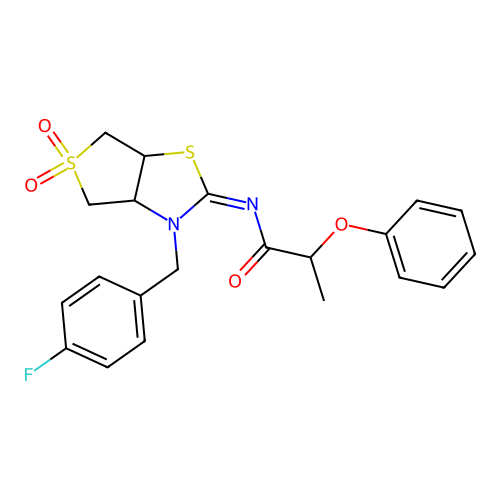 (Z)-N-(3-(4-fluorobenzyl)-5,5-dioxidotetrahydrothieno[3,4-d]thiazol-2(3H)-ylidene)-2-phenoxypropanamide structure