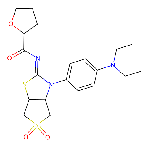 (Z)-N-(3-(4-(diethylamino)phenyl)-5,5-dioxidotetrahydrothieno[3,4-d]thiazol-2(3H)-ylidene)tetrahydrofuran-2-carboxamide structure