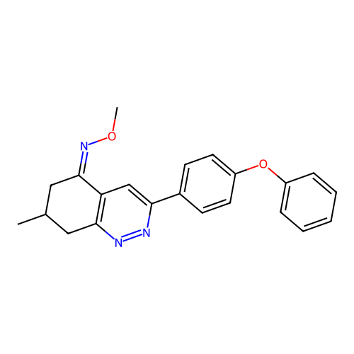 (Z)-N-methoxy-7-methyl-3-(4-phenoxyphenyl)-7,8-dihydro-6H-cinnolin-5-imine structure