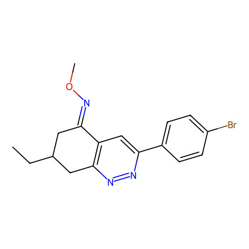 Aza(3-(4-bromophenyl)-7-ethyl(6,7,8-trihydrocinnolin-5-ylidene))methoxymethane structure