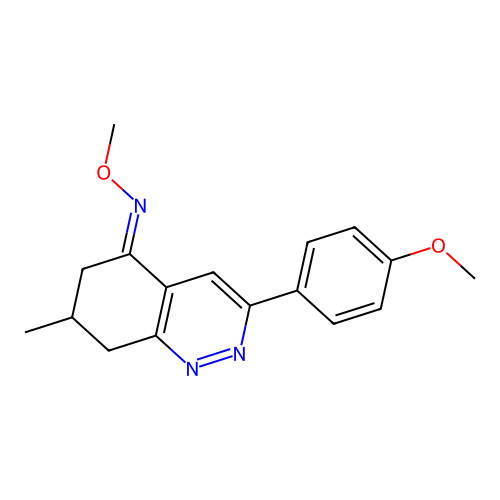 N-methoxy-3-(4-methoxyphenyl)-7-methyl-5,6,7,8-tetrahydrocinnolin-5-imine structure