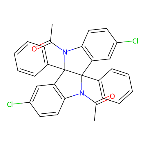 5,10-Diacetyl-2,7-dichloro-10a,5a-diphenylindolino[3,2-b]indoline structure