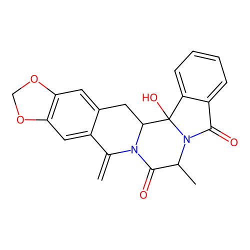 16b-hydroxy-7-methyl-10-methylene-10,16,16a,16b-tetrahydro-5H-[1,3]dioxolo[4,5-g]isoindolo[1',2':3,4]pyrazino[1,2-b]isoquinoline-5,8(7H)-dione structure