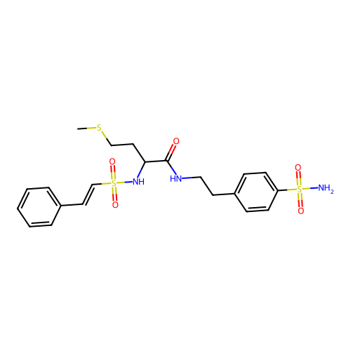 4-(methylsulfanyl)-2-(2-phenylethenesulfonamido)-N-[2-(4-sulfamoylphenyl)ethyl]butanamide structure