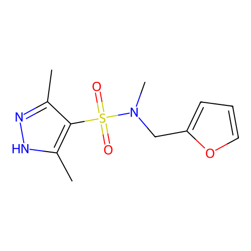 N-(furan-2-ylmethyl)-N,3,5-trimethyl-1H-pyrazole-4-sulfonamide structure