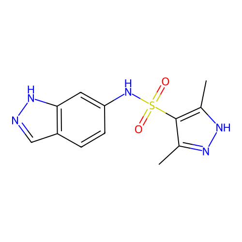 N-(1H-indazol-6-yl)-3,5-dimethyl-1H-pyrazole-4-sulfonamide structure