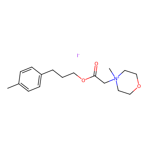 4-Methyl-4-(3-p-tolyl-propoxycarbonylmethyl)-morpholin-4-ium structure