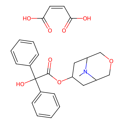 3-Oxa-9-azabicyclo(3.3.1)nonan-7-ol, 9-methyl-, benzilate (ester), maleate structure