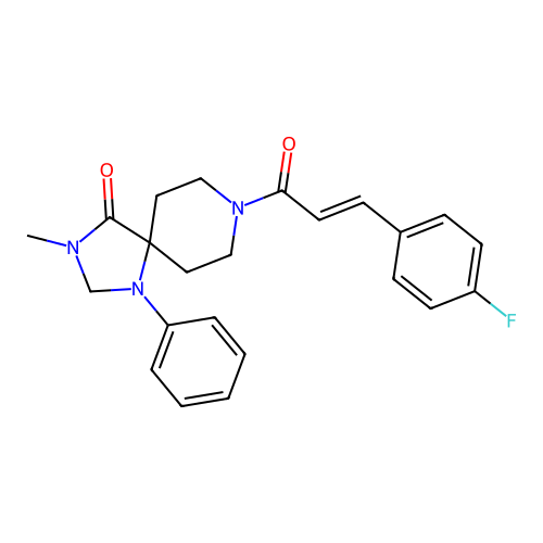 1,3,8-Triazaspiro(4.5)decan-4-one, 8-(p-fluorocinnamoyl)-3-methyl-1-phenyl- structure