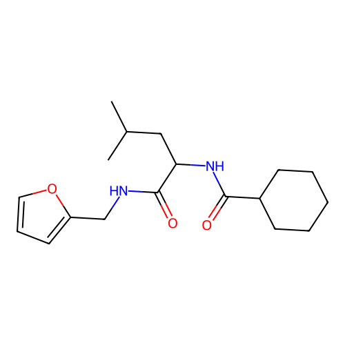 N~2~-(cyclohexylcarbonyl)-N-(furan-2-ylmethyl)leucinamide structure